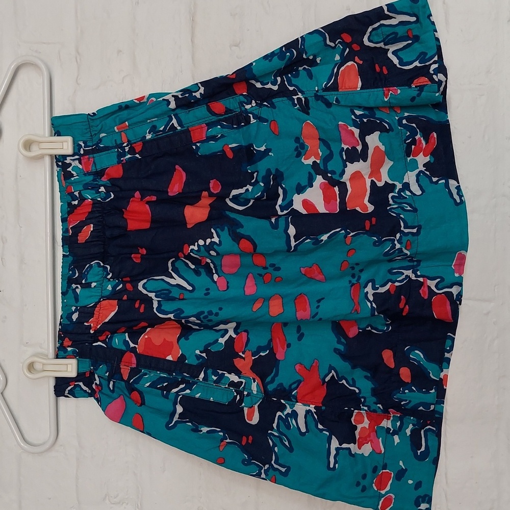 Lilly Pulitzer Cissy Skirt Reef Me Up Bright Navy Pink Size XS, Side Pockets